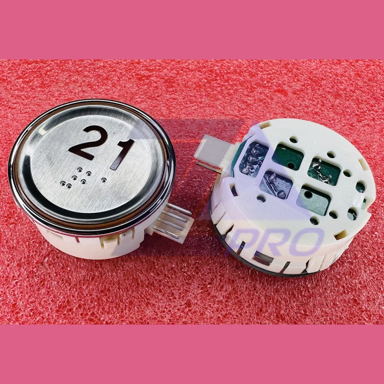 Модуль кнопочный круглый 21 красная подсветка с кодом Брайля AK-29B Sigma